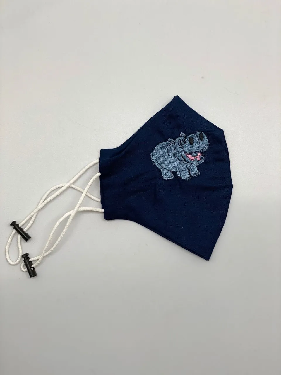 The Tie Hub Hippo Blue Embroidered Mask