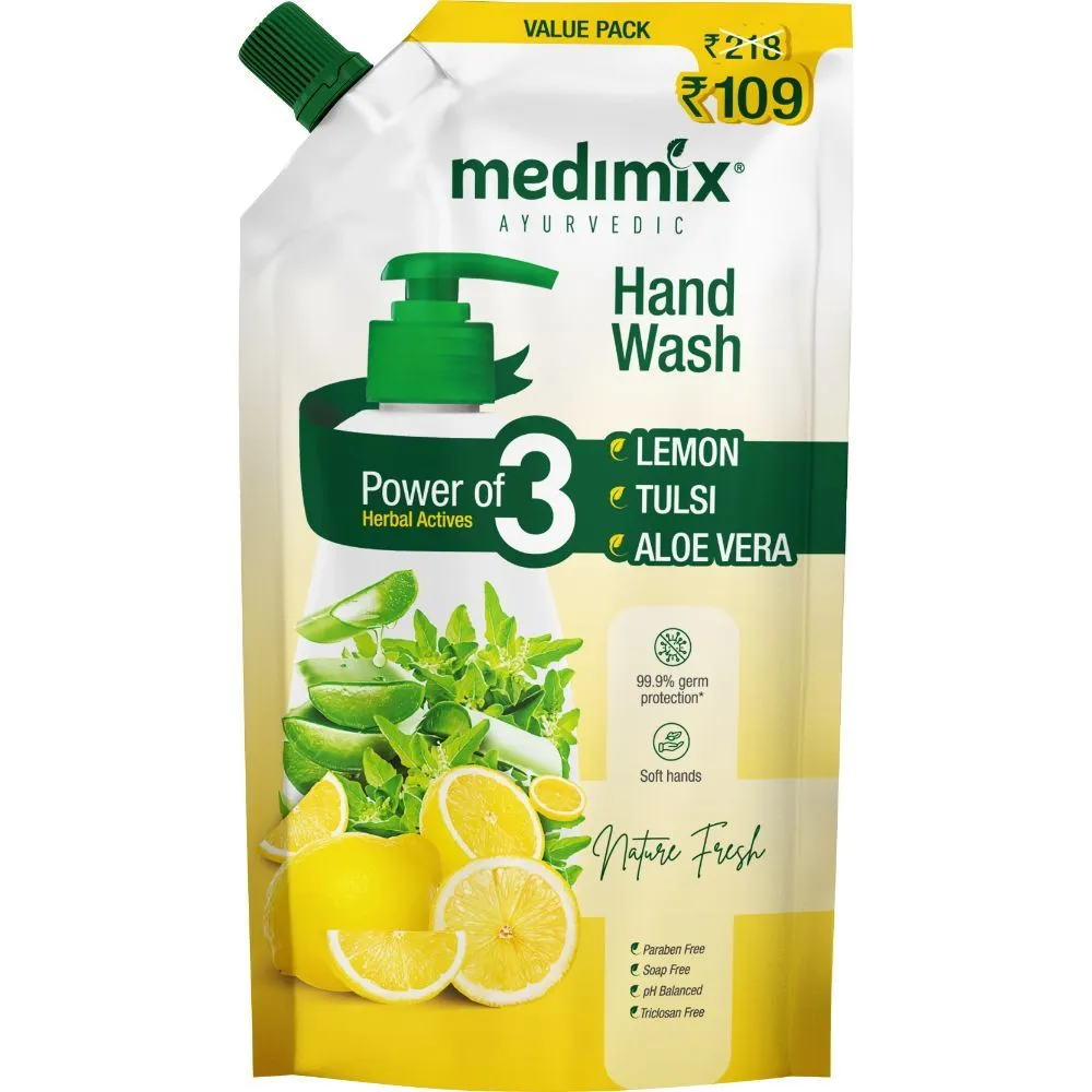 Medimix Lemon Tulsi Aloe Vera Ayurvedic Nature Fresh Hand Wash Refill Pouch