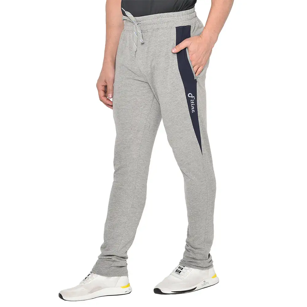 Fitinc Striped Slim Fit Cotton Trackpant for Men,  Grey  XXL