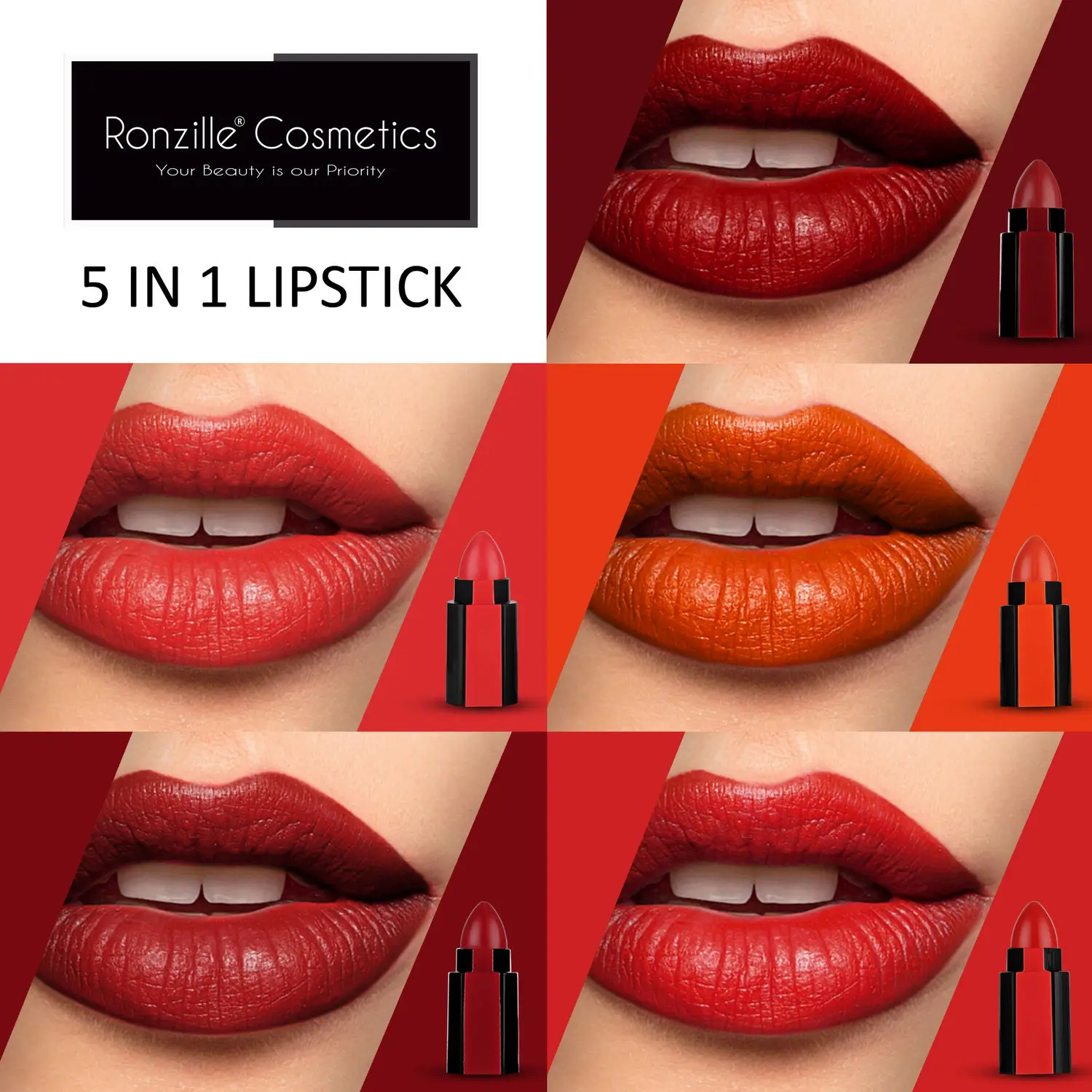 Ronzille Fantastic 5 Step Lipstick 5 in 1 Lipstick -C