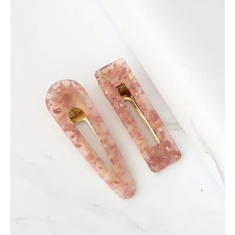 Bellofox Set Of 2 Pink Marble Confetti Alligator Hair Clips