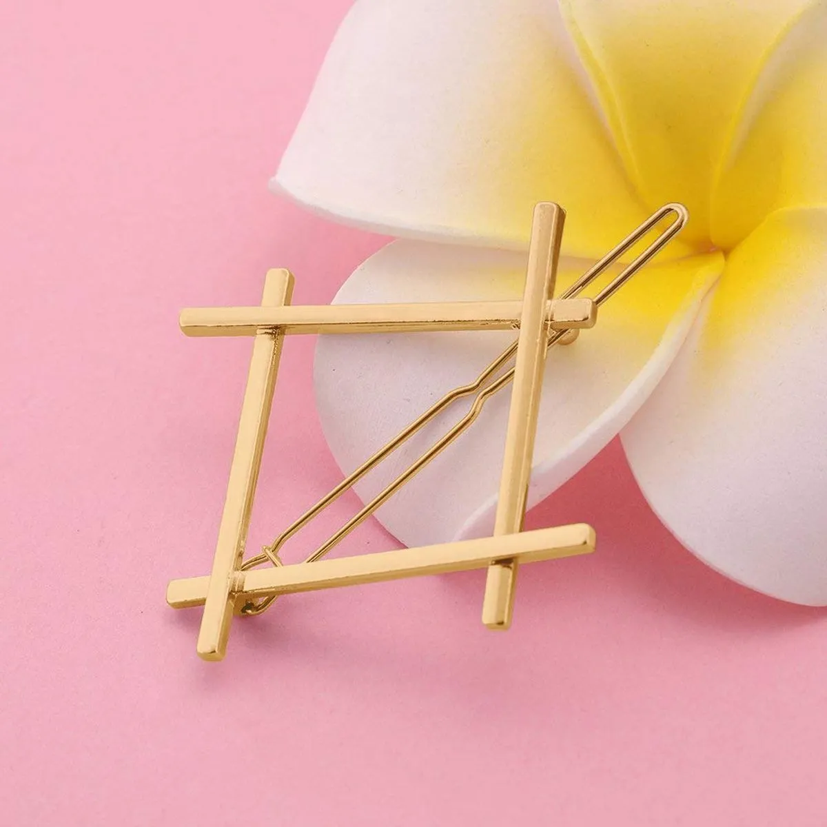 Fabula Gold Tone Square Geometric Hair Clip, Pin & Clamps