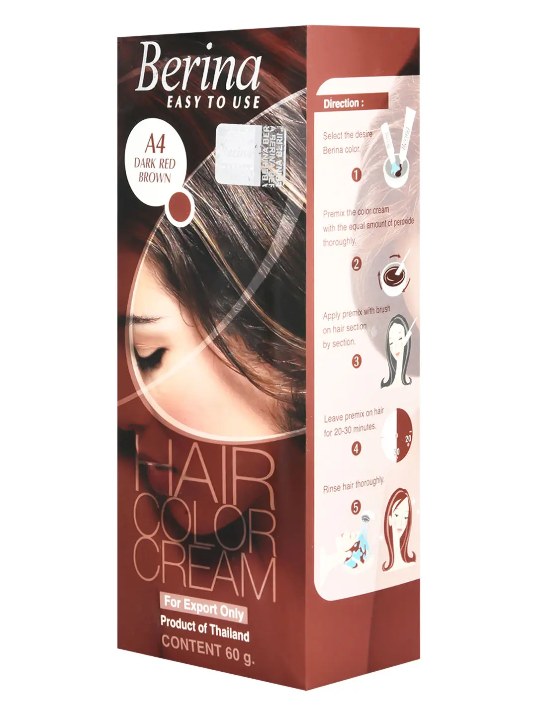 Berina A4 Dark Red Brown Hair Color Cream 60gm