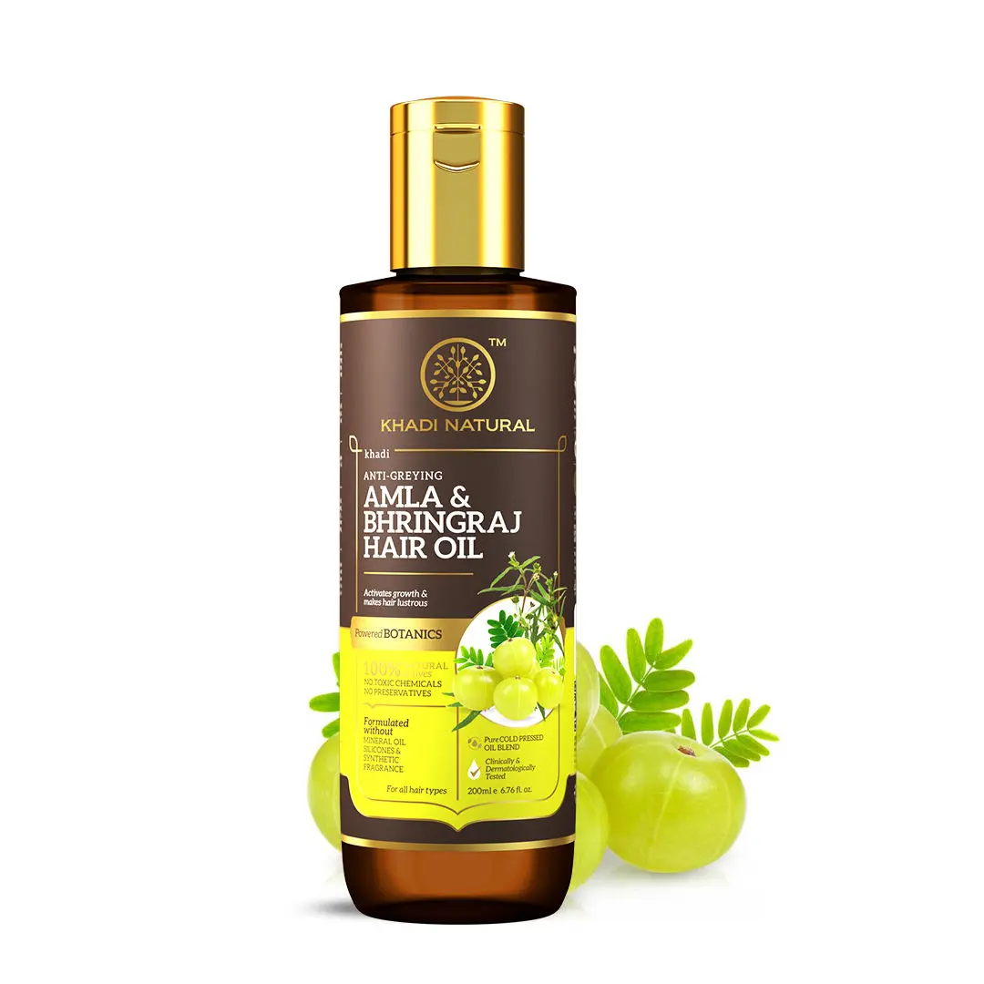 Khadi Natural -Amla & Bhringraj Hair oil| Paraben & Mineral Oil Free Power Botanics - 200 ml