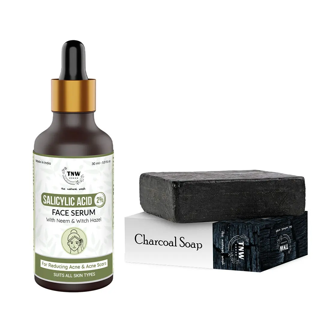 Combo of 2- Salicylic Acid Face Serum 30ml + Charcoal Soap 100gm