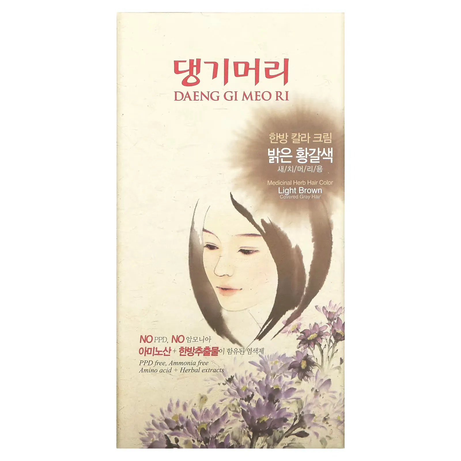 Daeng Gi Meo Ri, Medicinal Herb Hair Color, Light Brown, 1 Kit