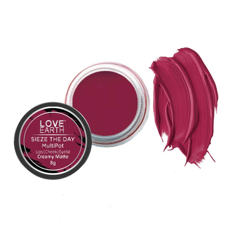 Love Earth Multipot-Sieze The Day Lip Tint with Essential OilsVitamin E for Lips Eyelids & Cheeks