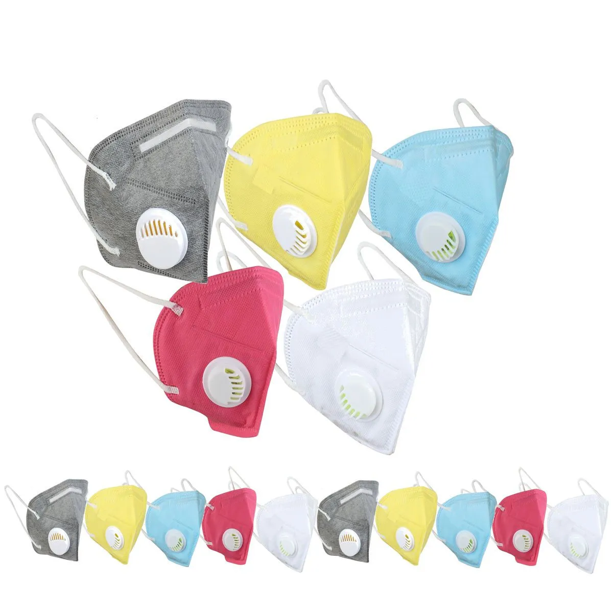 OOMPH Pack Of 15 Kn95/n95 Anti-pollution Reusable 5 Layer Mask Color: White,blue,yellow,grey,pink