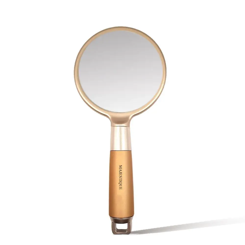 Majestique Gloden Handle Mirror for Makeup HR111 - Gold Finesse for Travel for Men and Women