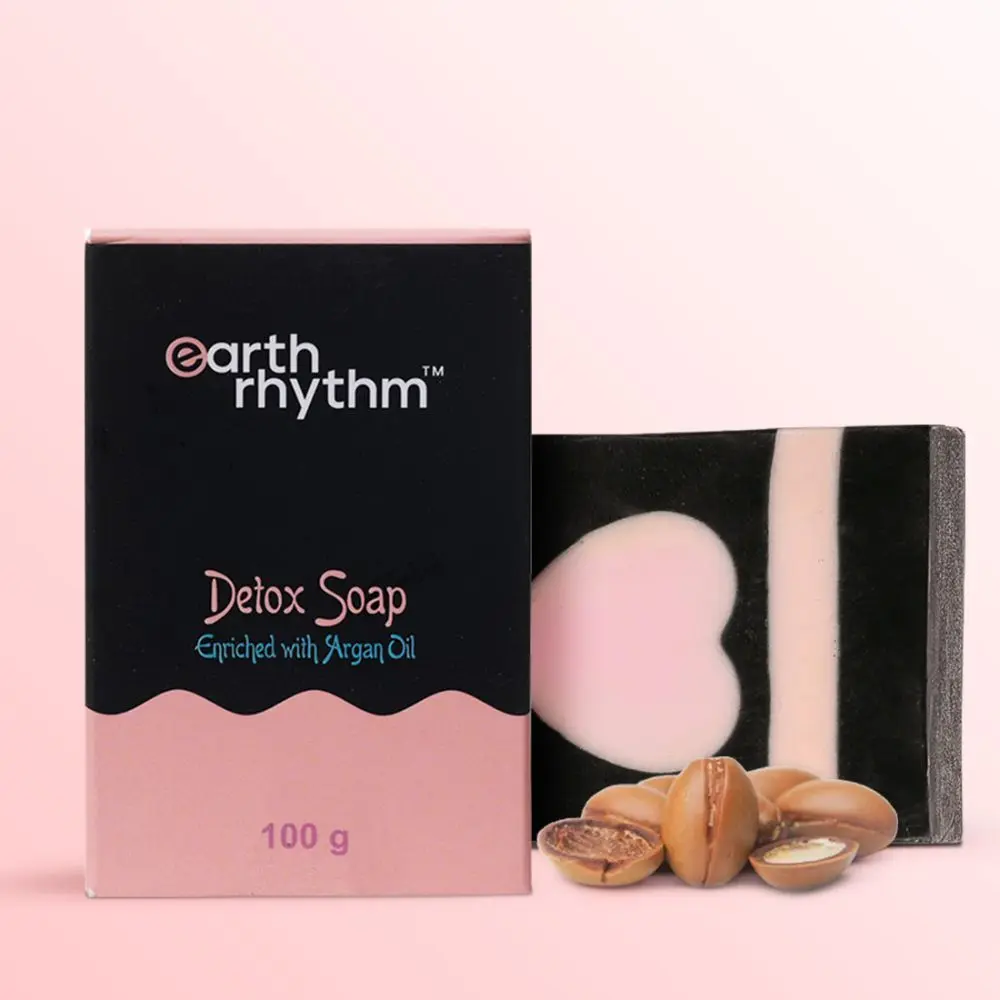 Earth Rhythm Detox Soap with Argan Oil | Removes Impurities, Unclogs Pores, Brightens Skin | for All Skin Types | Men & Women - 100 G