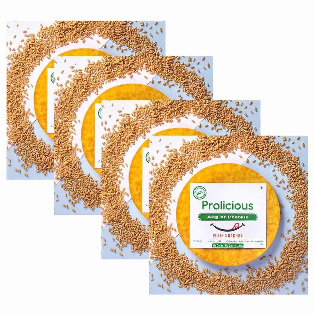 Prolicious Plain Khakhra,  Unflavoured (Pack of 4)  200 g