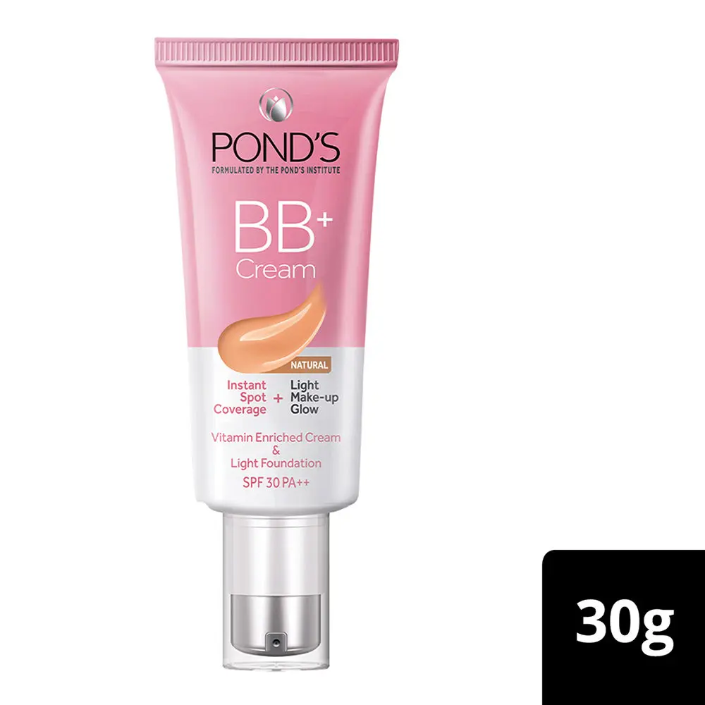 POND'S BB+ Cream, Instant Spot Coverage + Light Make-up Glow, Natural 30g