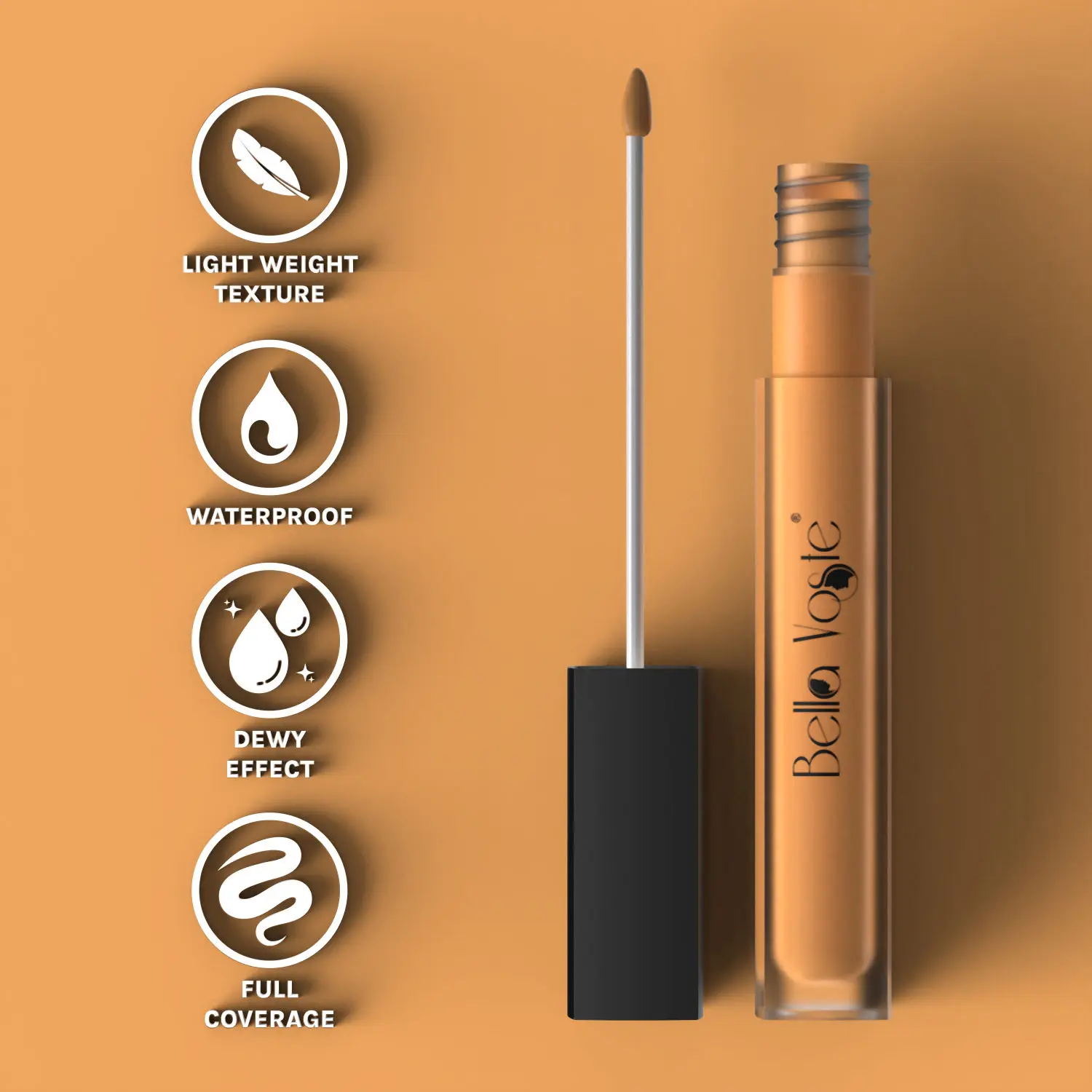 Bella Voste I HI-DEFINITION LIQUID CONCEALER I Light Weight with Full Coverage I Easily Blendable Concealer for face makeup with Matte finish I Water-Proof & Water-Resistant I Cruelty Free I SHADE LC-09