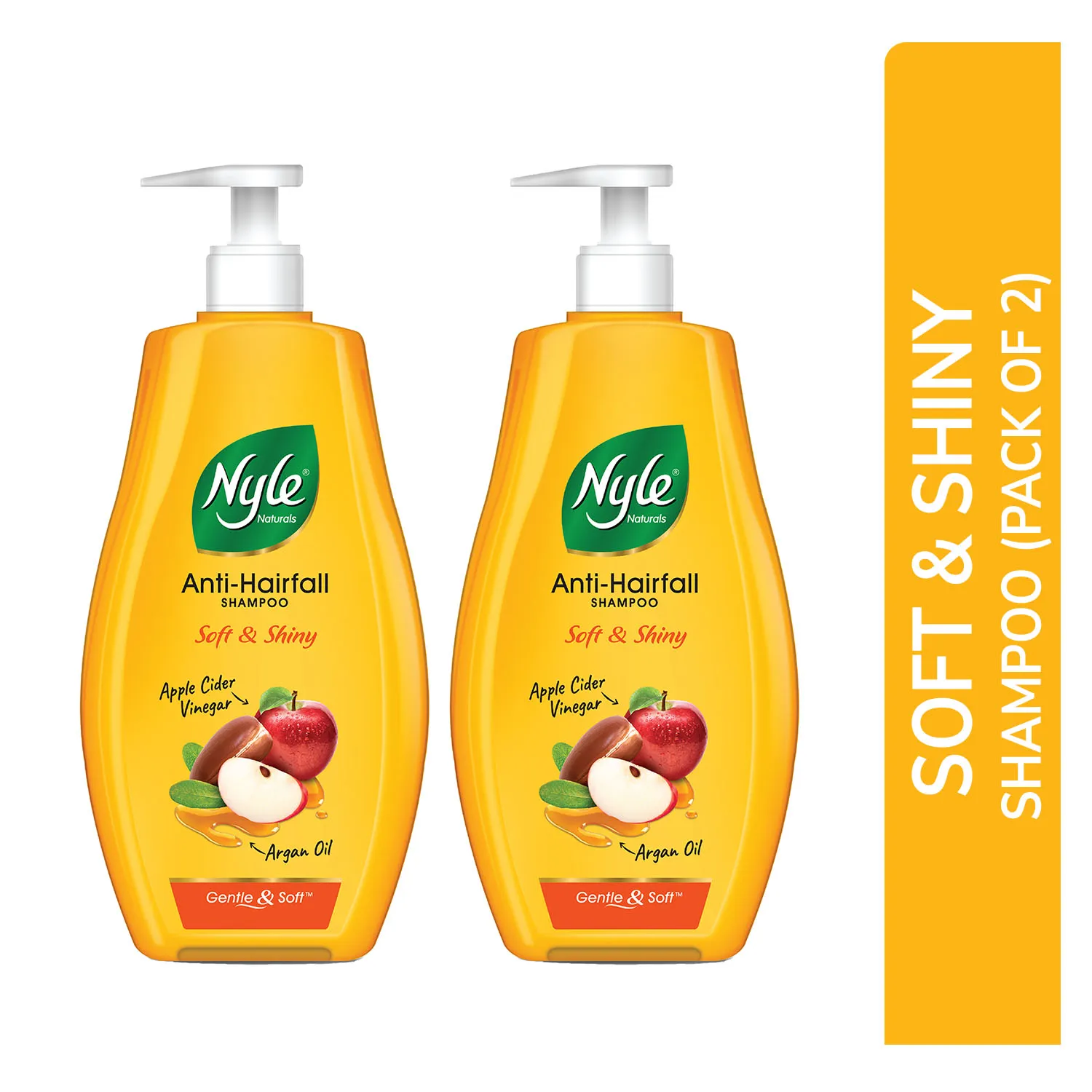 Nyle Naturals Soft & Shiny Anti Hairfall Shampoo Apple Cider Vinegar & Argan Oil - Pack of 2