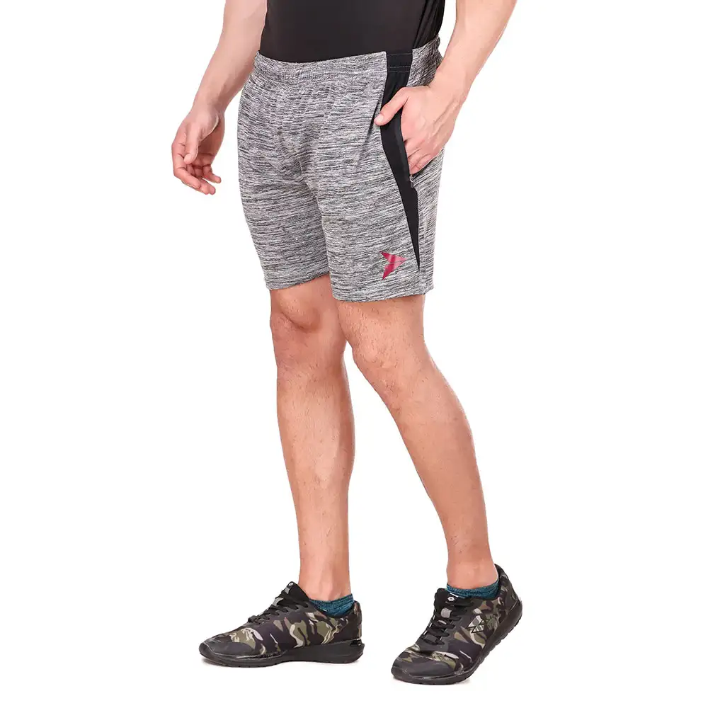 Fitinc Melange Shorts with Both Side Safety Zippered Pockets,  Medium  Gray