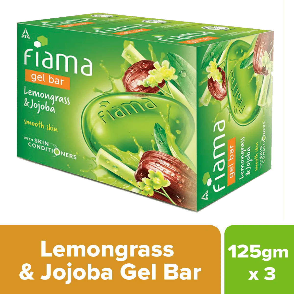 Fiama Gel Bar, Lemongrass And Jojoba for Smooth Skin, With Skin Conditioners, 125g (Pack Of 3)