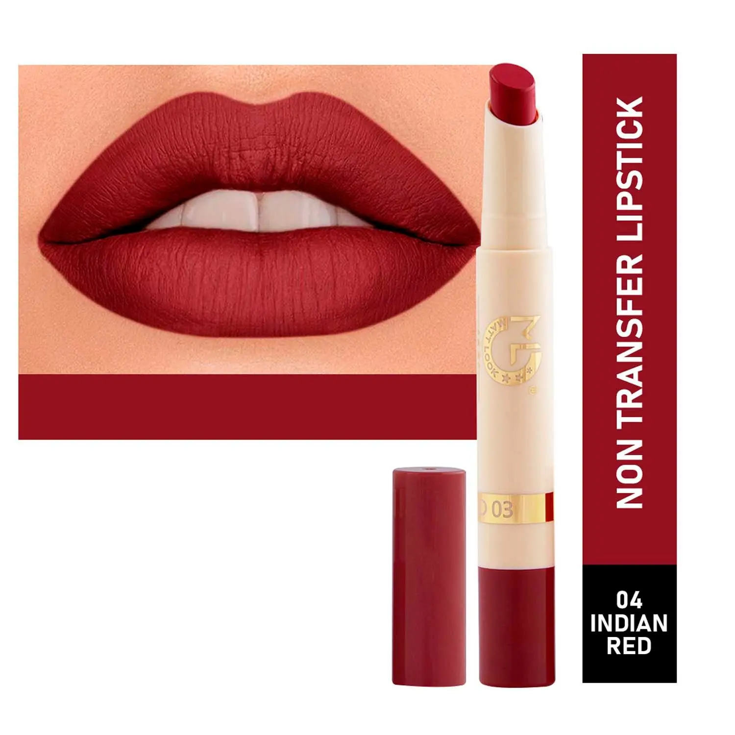 Matt look Velvet Smooth Non-Transfer, Long Lasting & Water Proof Lipstick, Indian Red (2gm)