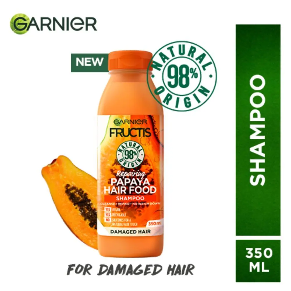 Garnier Fructis Repairing Shampoo For Damaged Hair - Deep Repair Papaya Hair Food (350 ml)