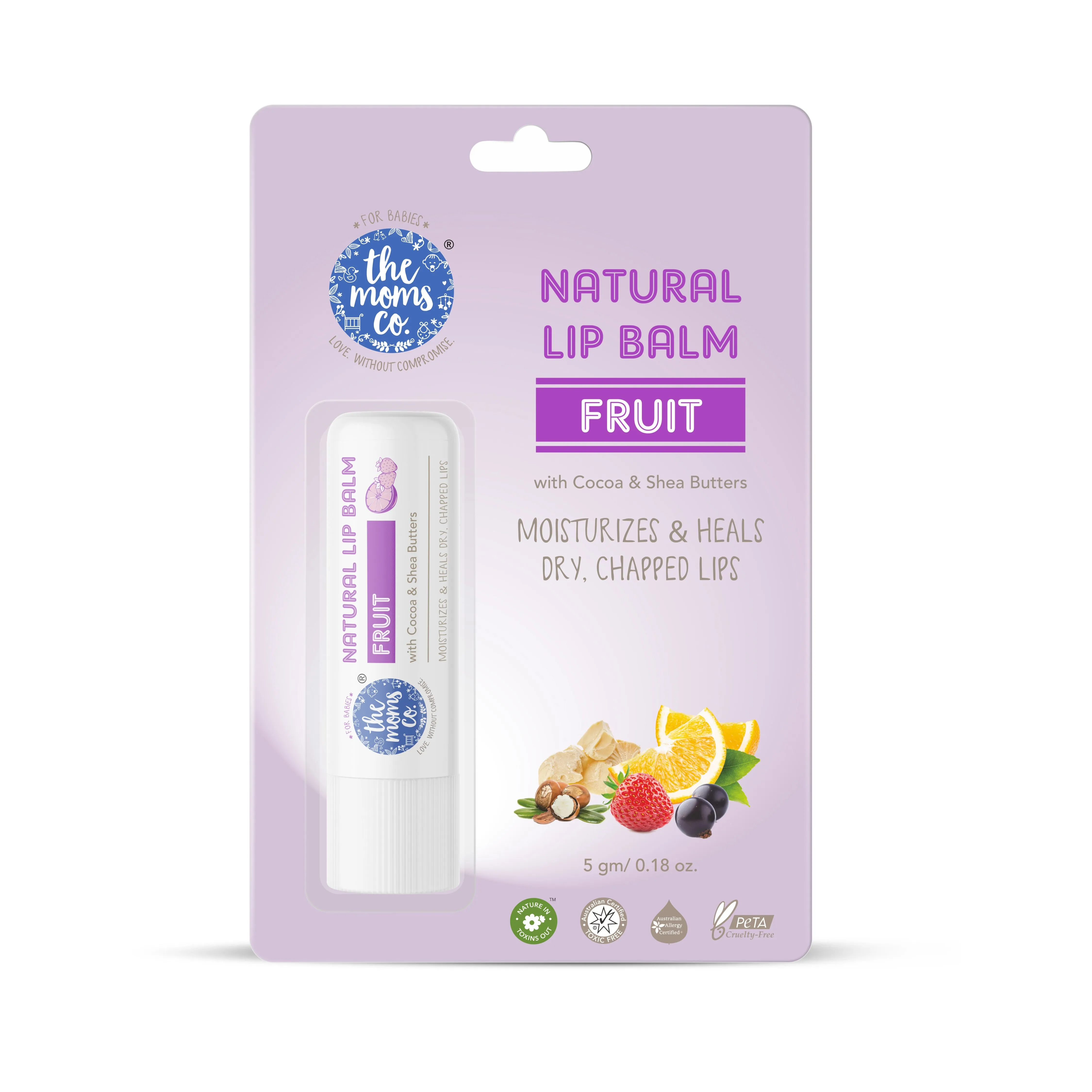 The Moms Co. Natural Fruit Lip Balm With Vitamin E And Natural Extracts For Deep Hydration