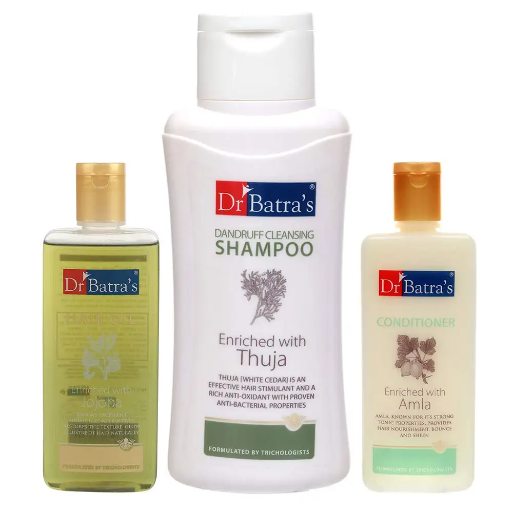 Dr Batra's Dandruff Cleansing Shampoo Conditioner & Hair Oil Combo,  3 Piece(s)/Pack  for All Types of Hair