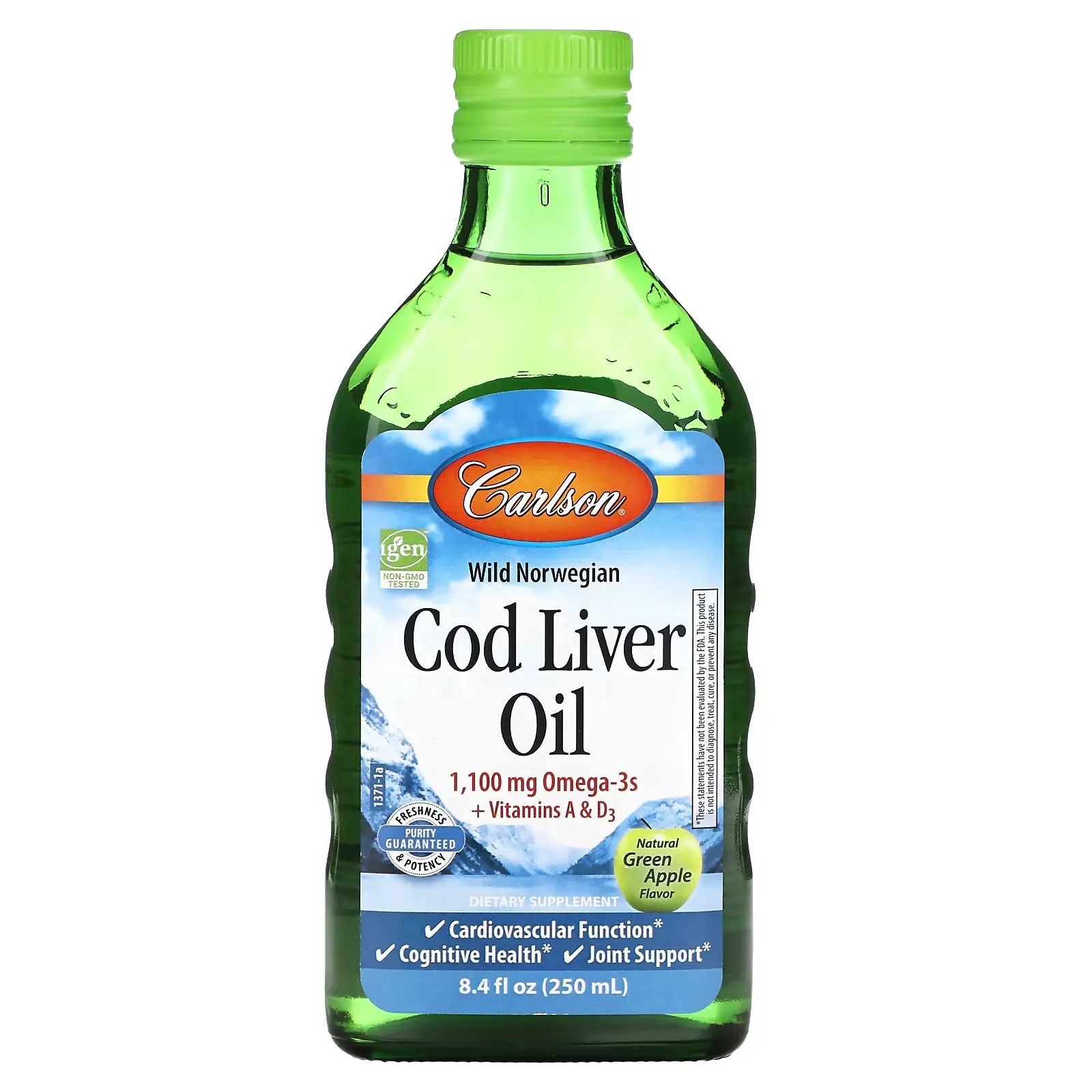 Cod Liver Oil, Natural Green Apple , 1,100 mg, 8.4 fl oz (250 ml)