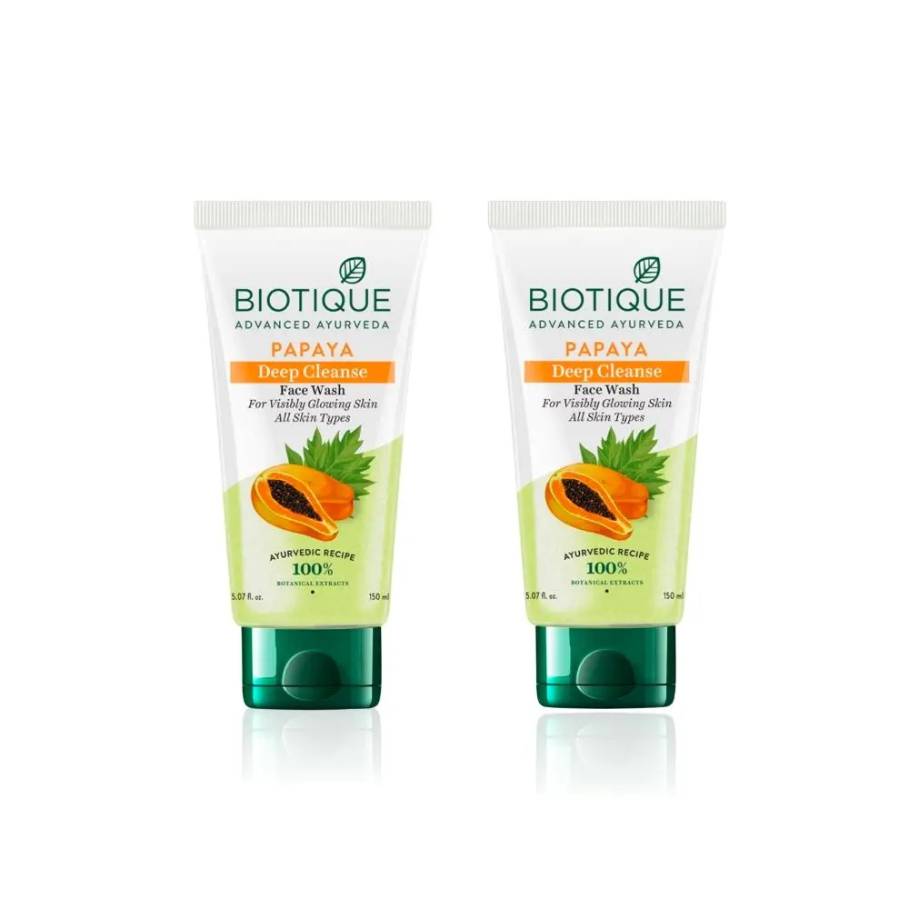 Biotique Bio Papaya Visibly Flawless Skin Face Wash (150 ml) - Pack of 2