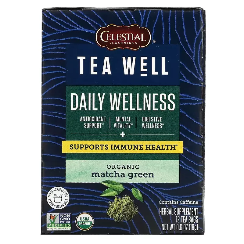 Herbal Tea, Daily Wellness, Organic Matcha Green, 12 Tea Bags, 0.6 oz (18 g)