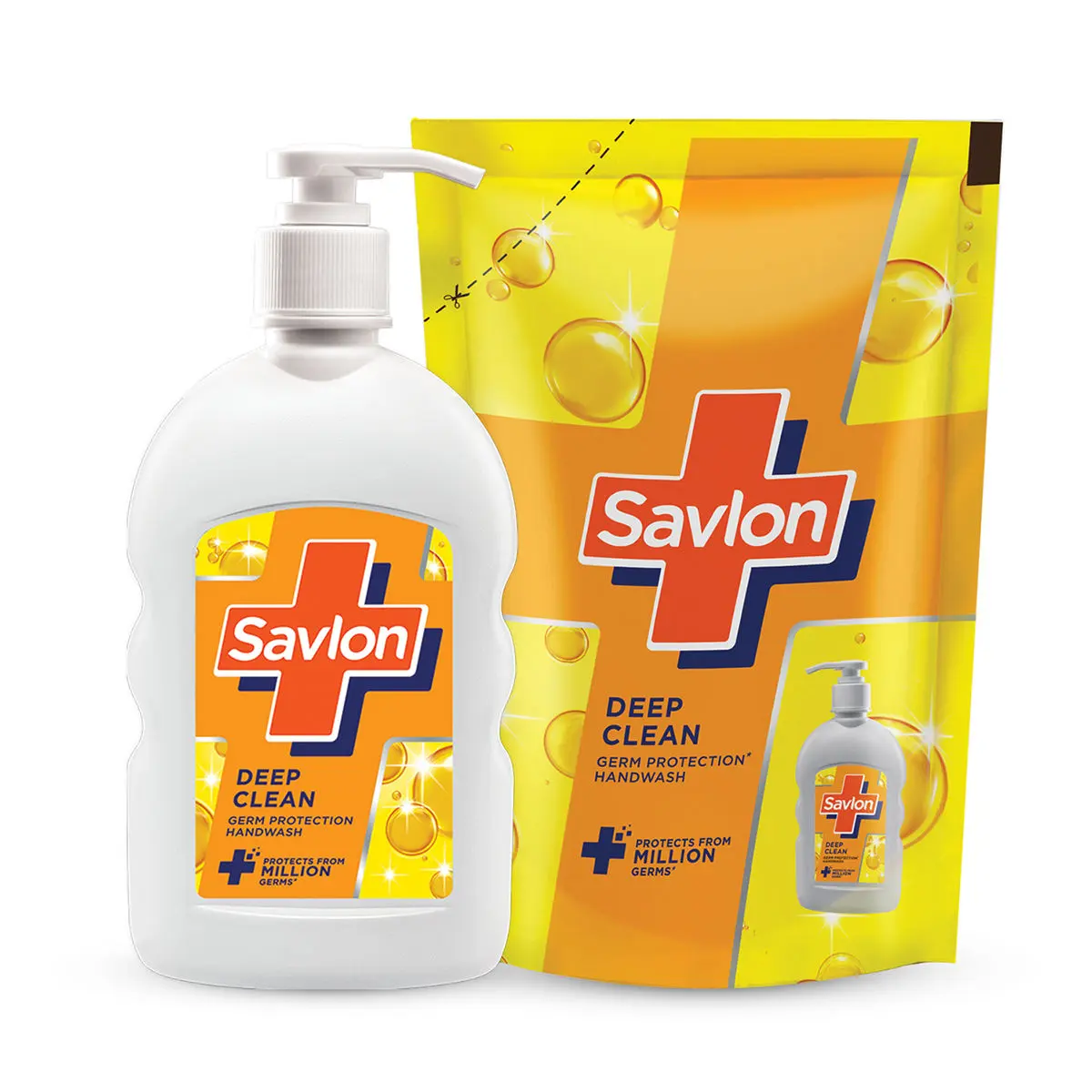 Savlon Deep Clean Germ Protection Liquid Handwash 200ml pump + 175ml refill pouch combo