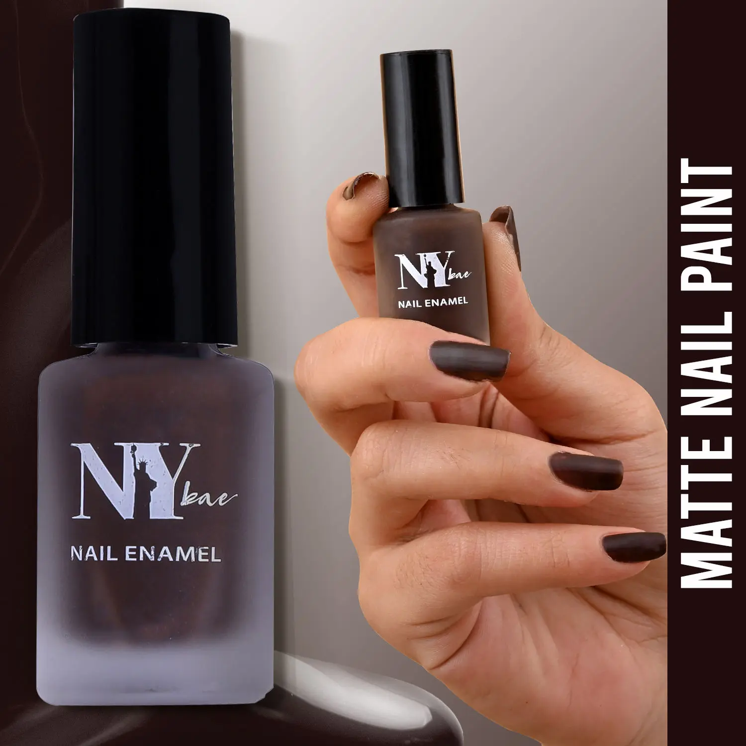 NY Bae Matte Nail Enamel - Chicken Barbecue 15 (6 ml) | Brown | Luxe Matte Finish | Highly Pigmented | Chip Resistant | Long lasting | Full Coverage | Streak-free Application | Vegan | Cruelty Free | Non-Toxic