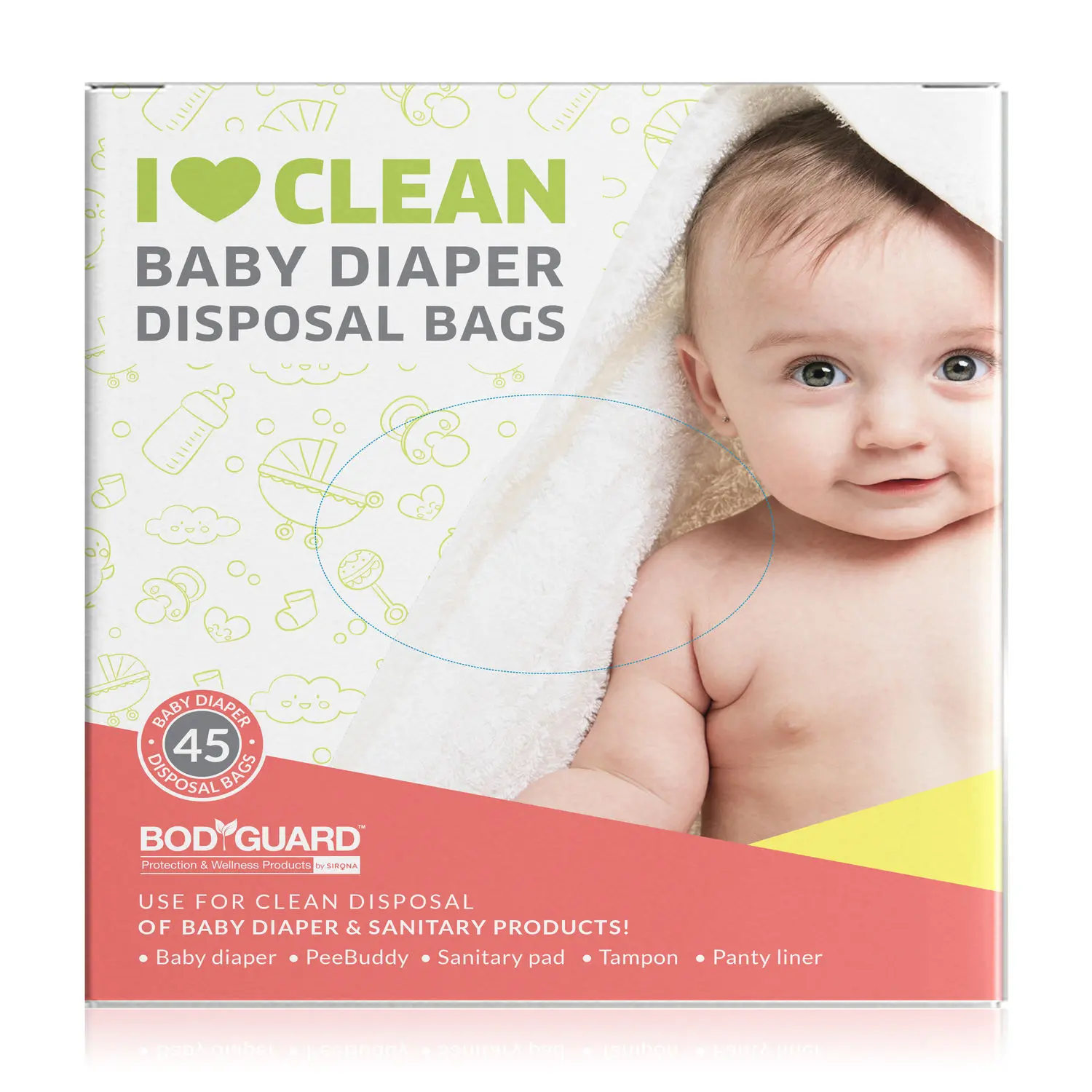 Baby Diapers & Sanitary Disposal Bag by SIRONA (45 Pcs - 1 Packs)