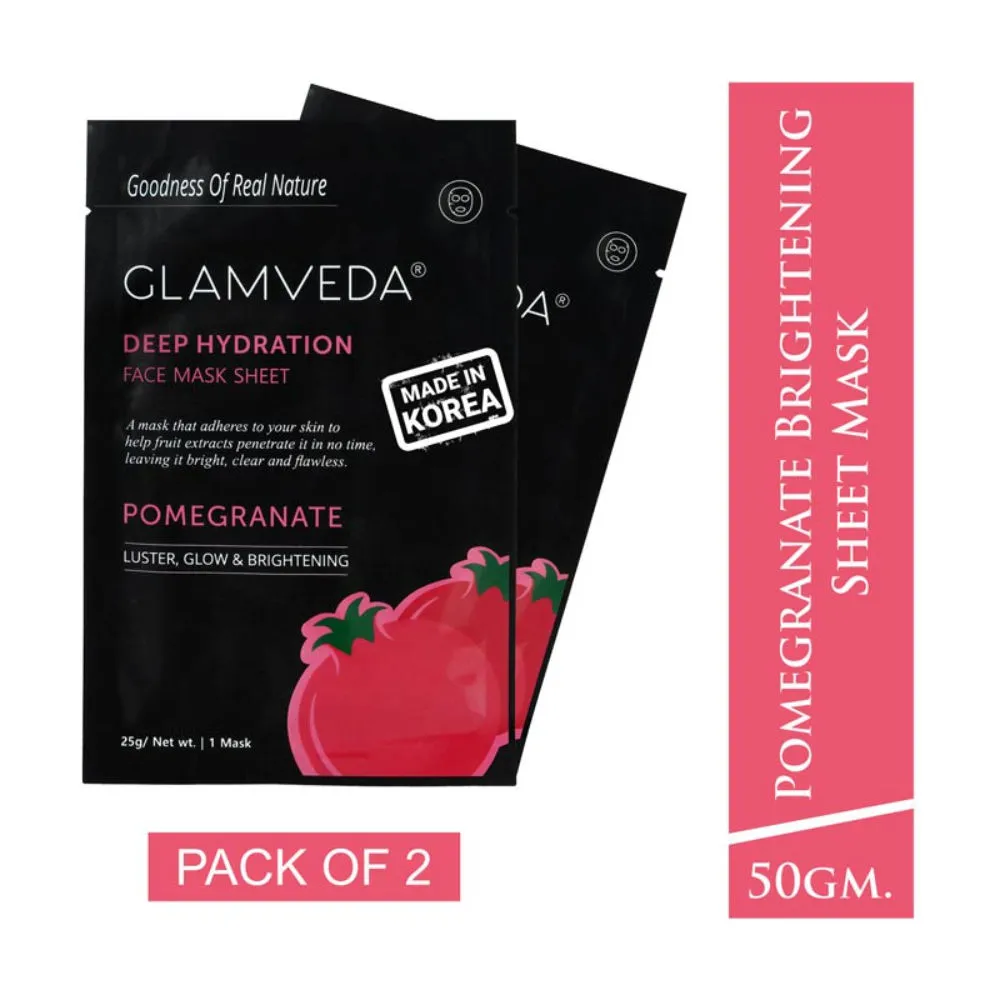 Glamveda Pomegranate Brightening Korean Sheet Mask - Pack Of 2