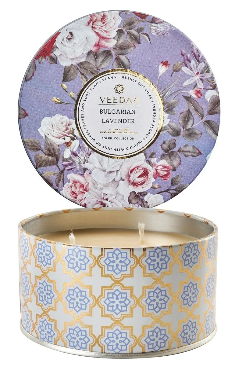 Veedaa Bulgarian Lavender 3 Wick Tin Scented Candle