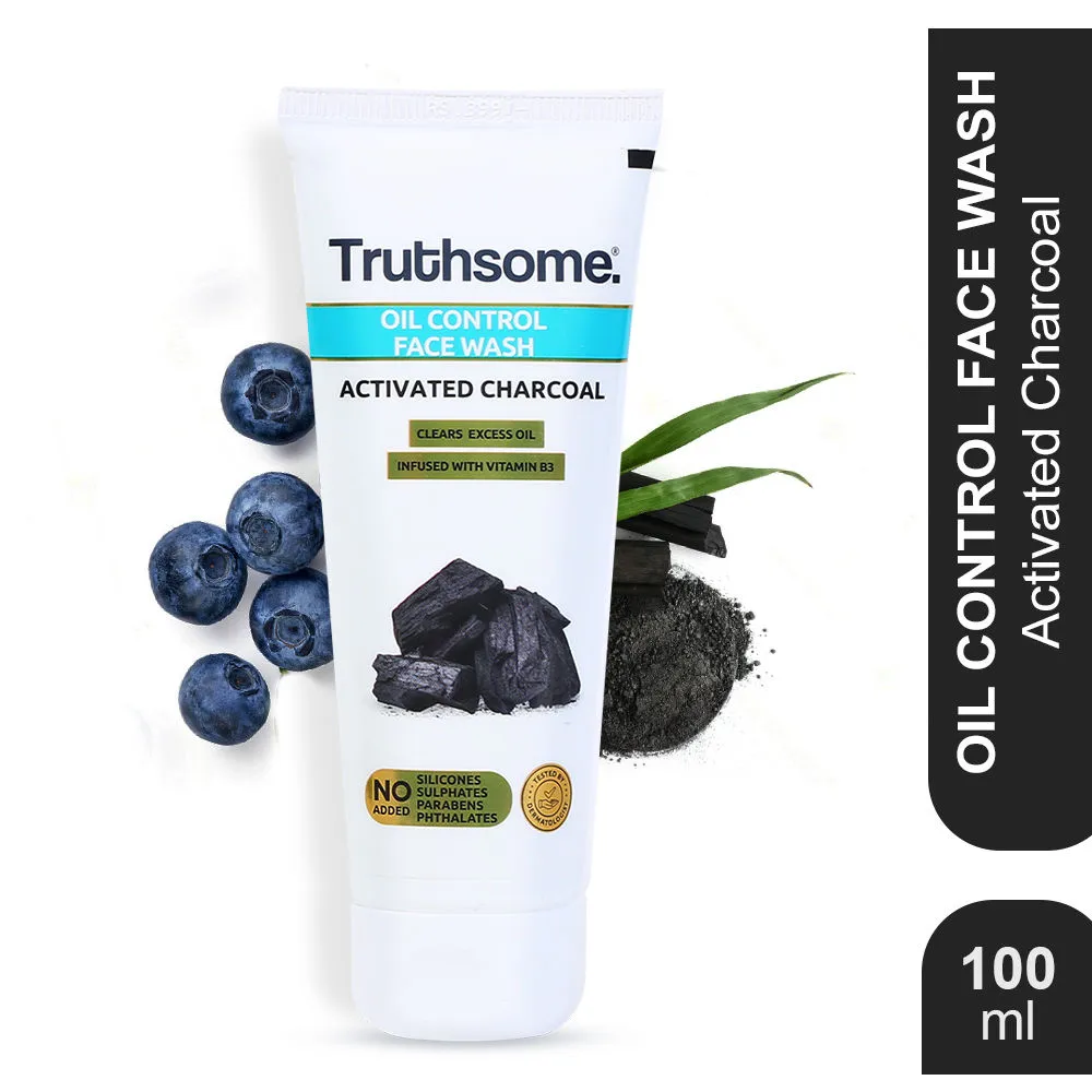 Truthsome Oil Control Face Wash With Activated Charcoal & Blueberry - For Oily Skin