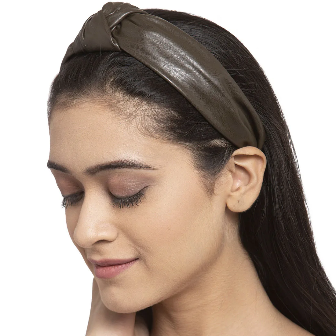 Ferosh Brown Leather Knot Hair Band