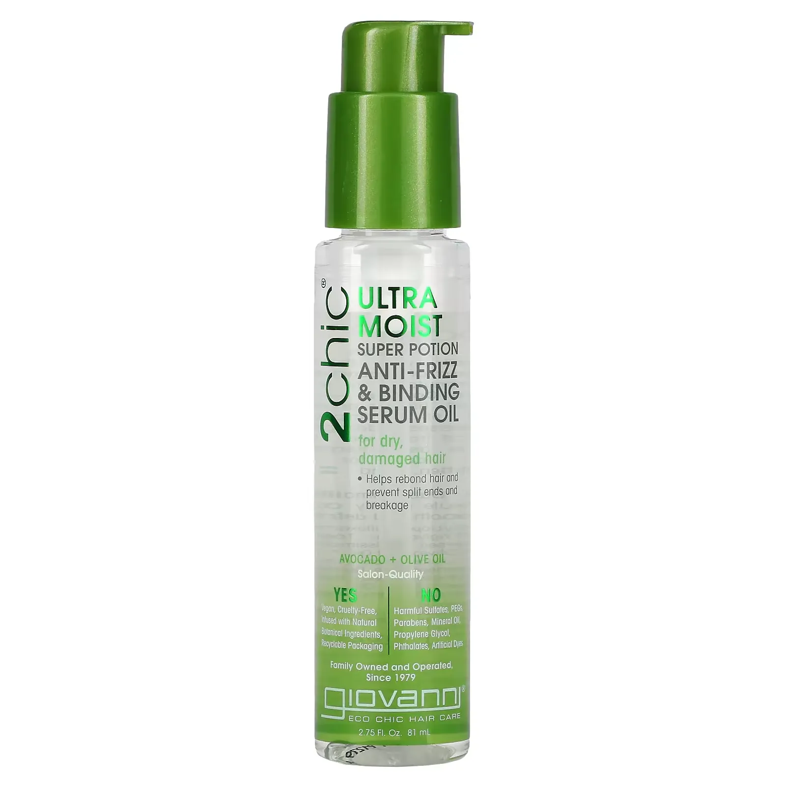 2chic, Ultra-Moist Super Potion Anti-Frizz & Binding Serum Oil,  Avocado + Olive Oil, 2.75 fl oz (81 ml)