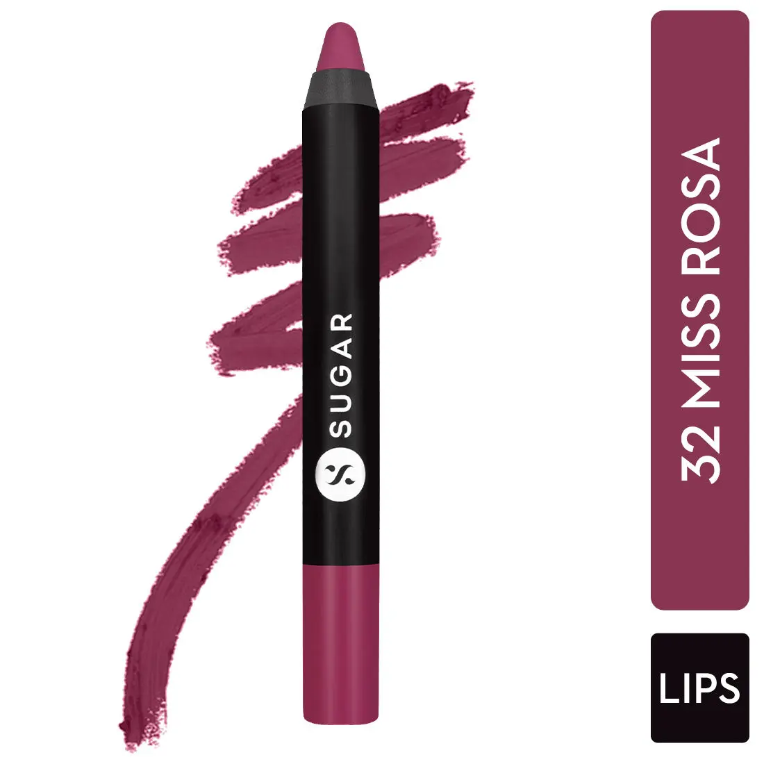 SUGAR Cosmetics - Matte As Hell - Crayon Lipstick -32 Miss Rosa (Dusky Rose) - 2.8 gms -With Free sharpner