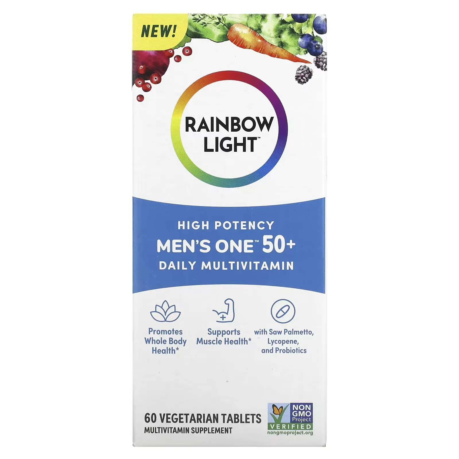 Men's One 50+ Daily Multivitamin, High Potency, 60 Vegetarian Tablets