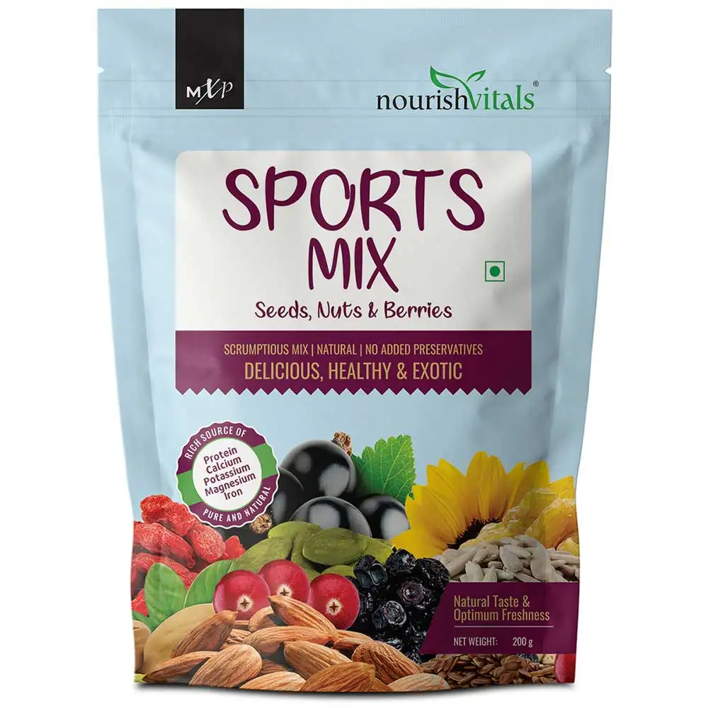 NourishVitals Sports Mix Seeds, Nuts & Berries,  Unflavoured  200 g