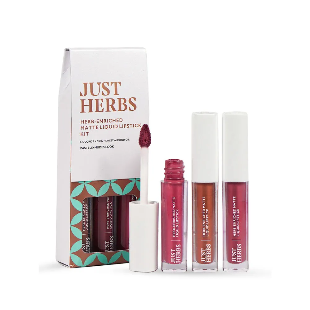 Just Herbs Matte Liquid Lipstick Set of 3 (Raspberry Pink, Cinnamon Spice & Rosewood Pink)