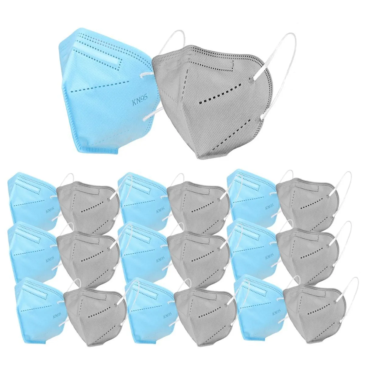 OOMPH Pack Of 18 Kn95/n95 Anti-pollution Reusable 5-layer Mask (blue,grey)