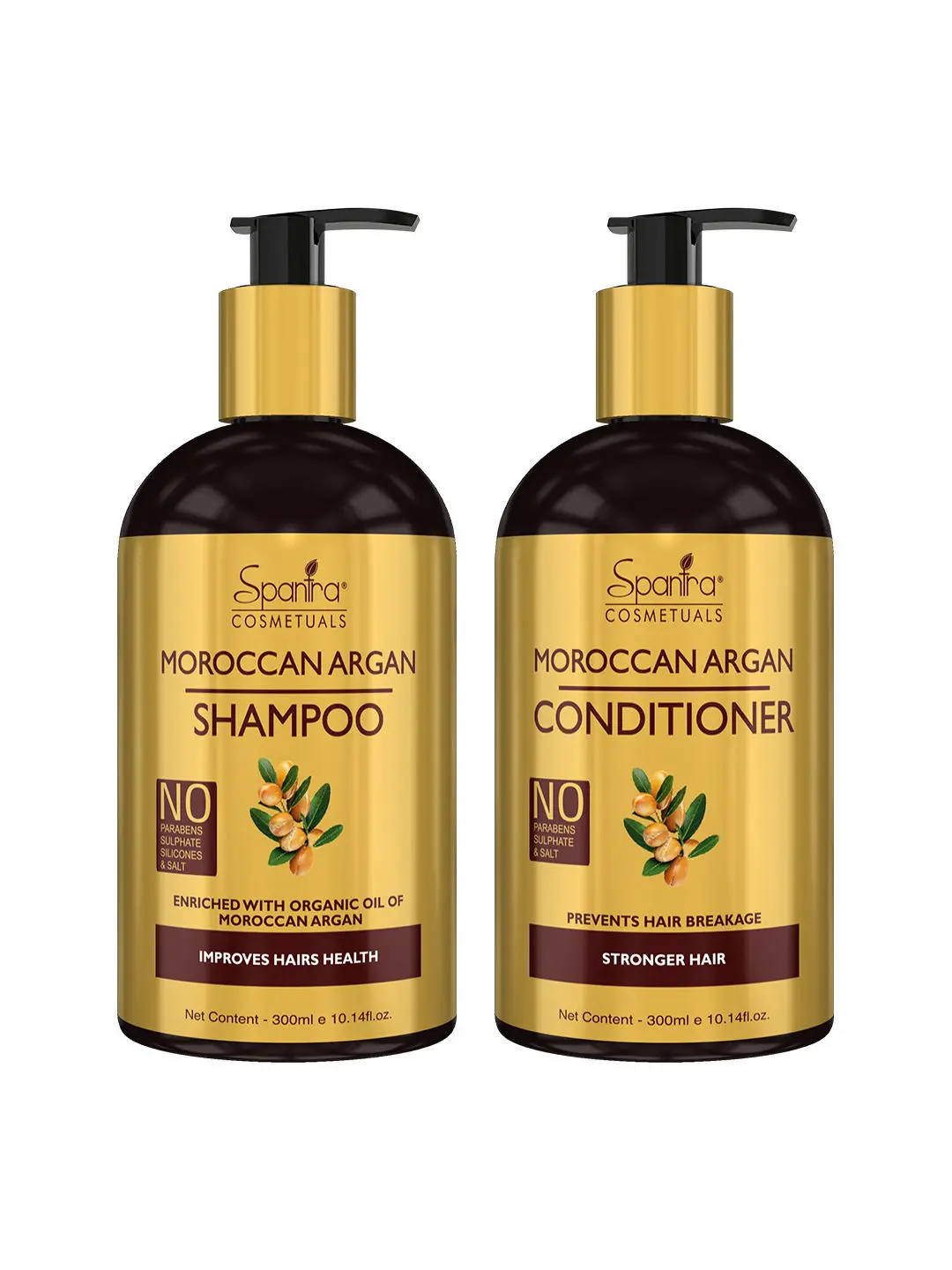 Spantra Moroccan Argan Shampoo & Conditioner, 300ml Each (combo of 2)