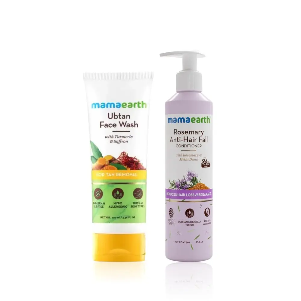 Mamaearth Cleanse Essential Duo(Rosemary Anti-Hair Fall Conditioner + Ubtan Facewash) (250 ml + 100 ml)