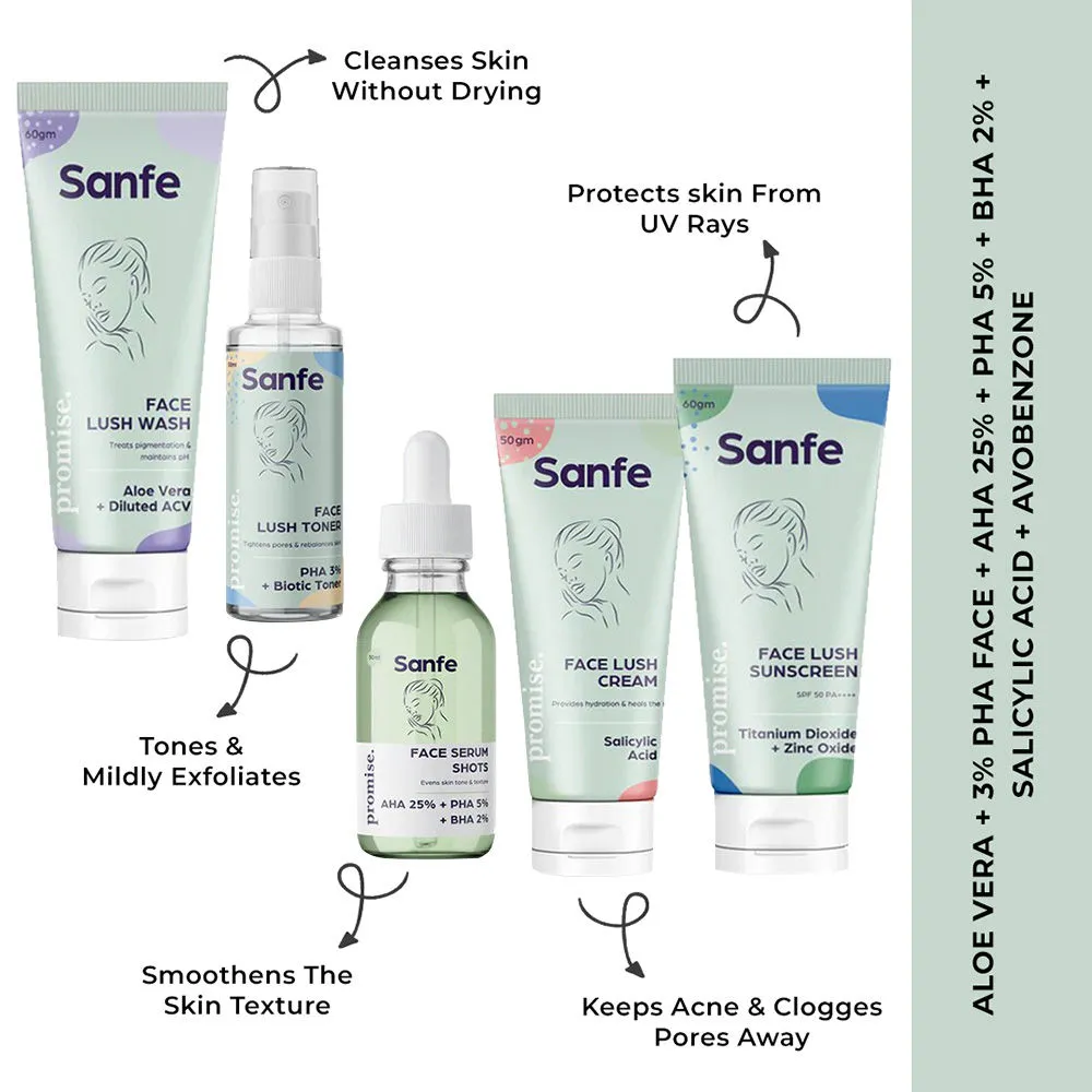 Sanfe Morning SKincare Regime Kit - Face Wash, Toner, Serum, Cream & Sunscreen