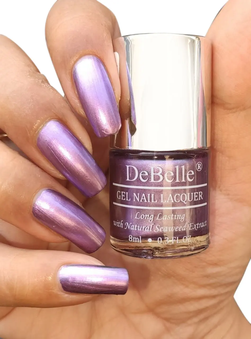 DeBelle Gel Nail Lacquer Metallic Chrome wine- Purple, (8 ml)