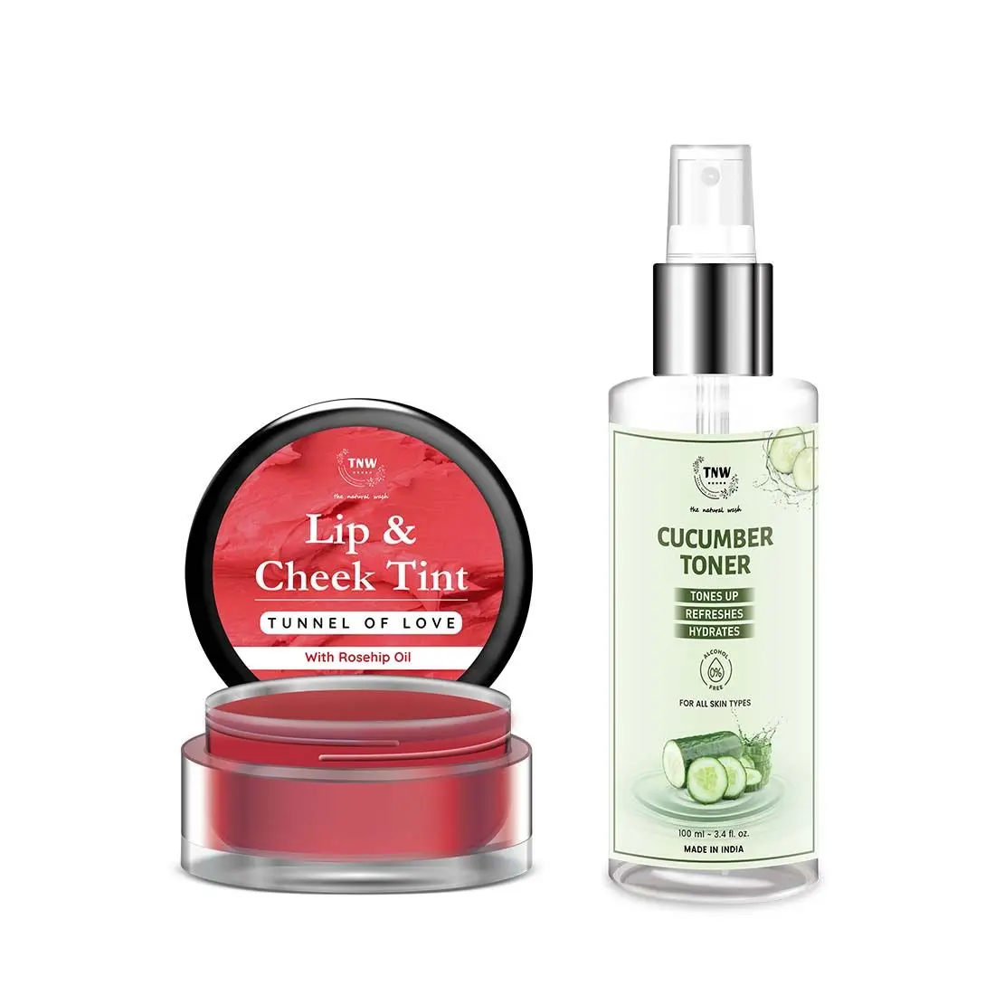 Combo of 2- Tunnel Of Love Lip Tint 5gm & Cucumber Toner 100ml