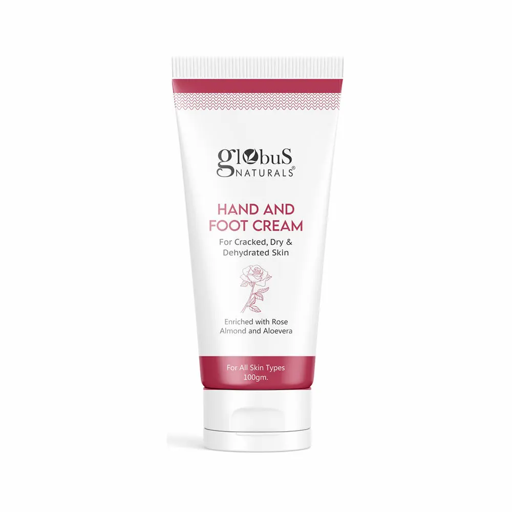 Globus Naturals Nourishing Hand & Foot Cream, Enriched with Rose & Anantmool, For Nourished, Moisturized Hands & Feet, Suitable for All Skin Types 100 gms