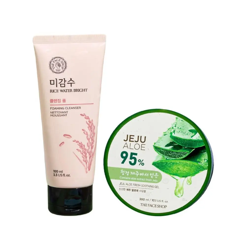 The Face Shop Rice water Bright Cleansing Foam and Jeju Aloe Gel