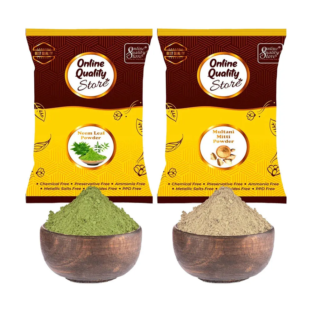 Online Quality Store Pure Multani Mitti Powder & Neem Powder For Hair & Skin