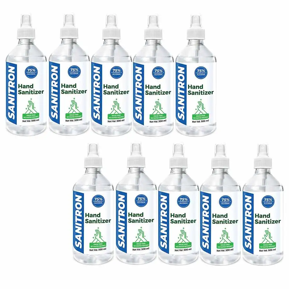 Sanitron Liquid Spray Hand Sanitizer,  75% Isopropyl alcohol (IPA)  10 Piece(s)/Pack  Spray Bottle