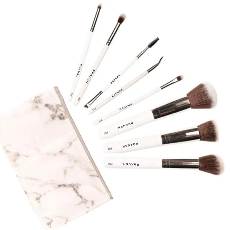 Praush (Formerly Plume) Professional Makeup Brush Set (Face + Eye) with Makeup Pouch - 9 Pcs